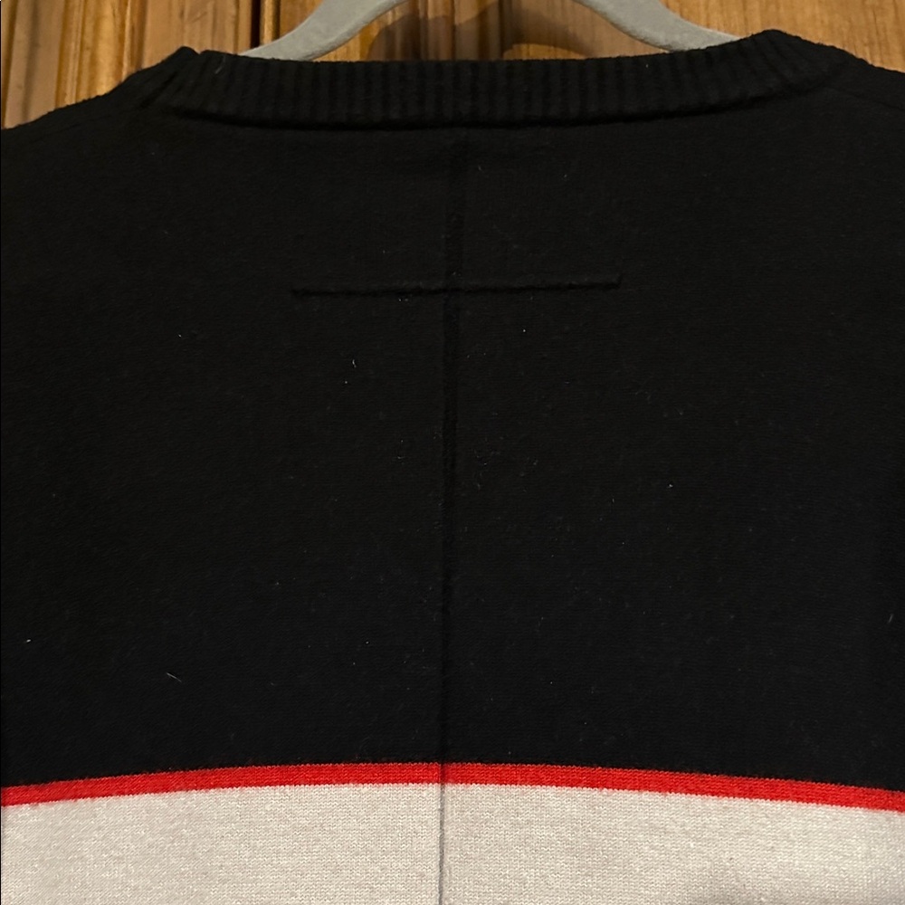 Givenchy Sweater in Black Faded White and Red Accents Wool Blend Medium - Picture 12 of 16